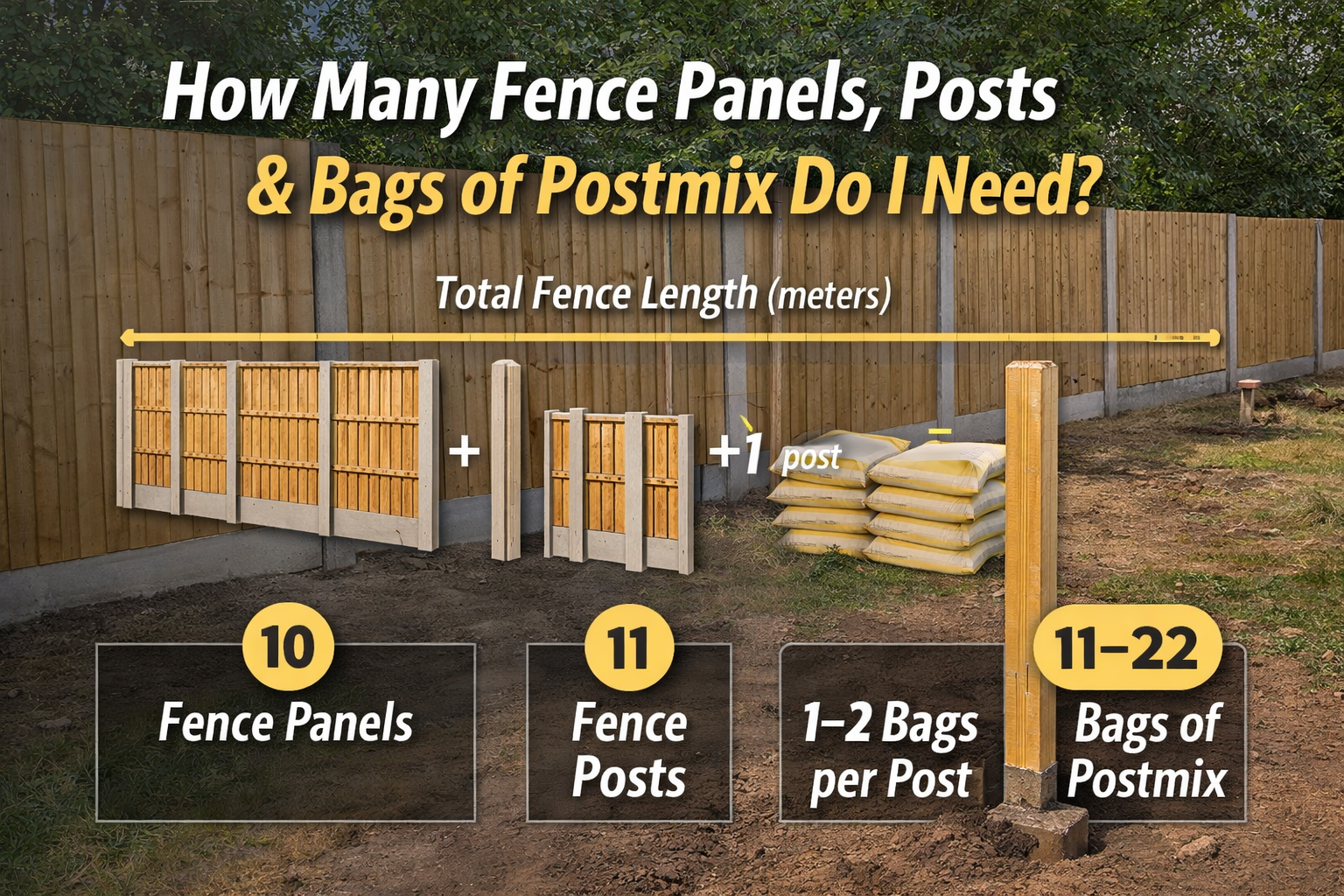How Many Fence Panels, Posts & Bags of Postmix Do I Need?