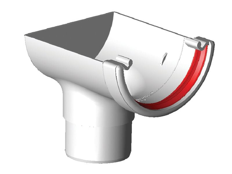 White Round Gutter Stopend Outlet uPVC – FRR606