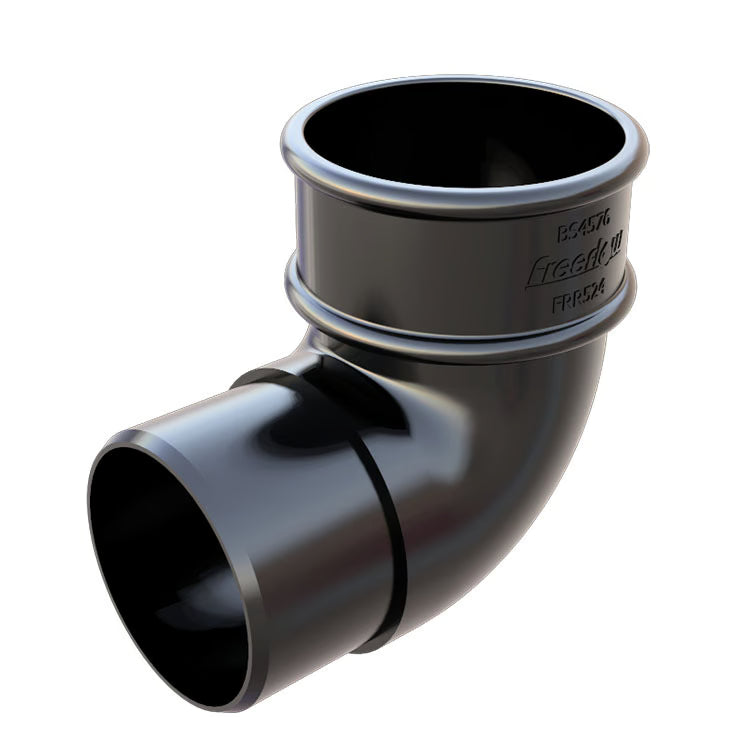 Black Round Downpipe 90° Offset Bend uPVC – FRR524BL