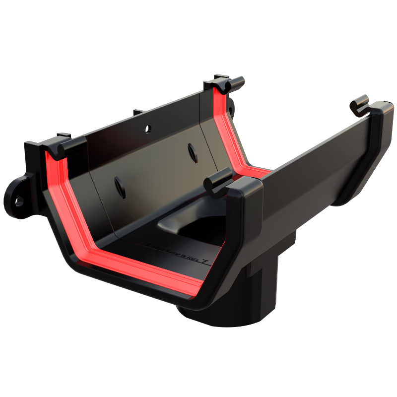Black Square Gutter Running Outlet uPVC – FRS605BL