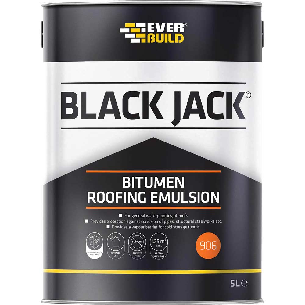 Everbuild Black Jack 906 Bitumen Roof Coating 5L
