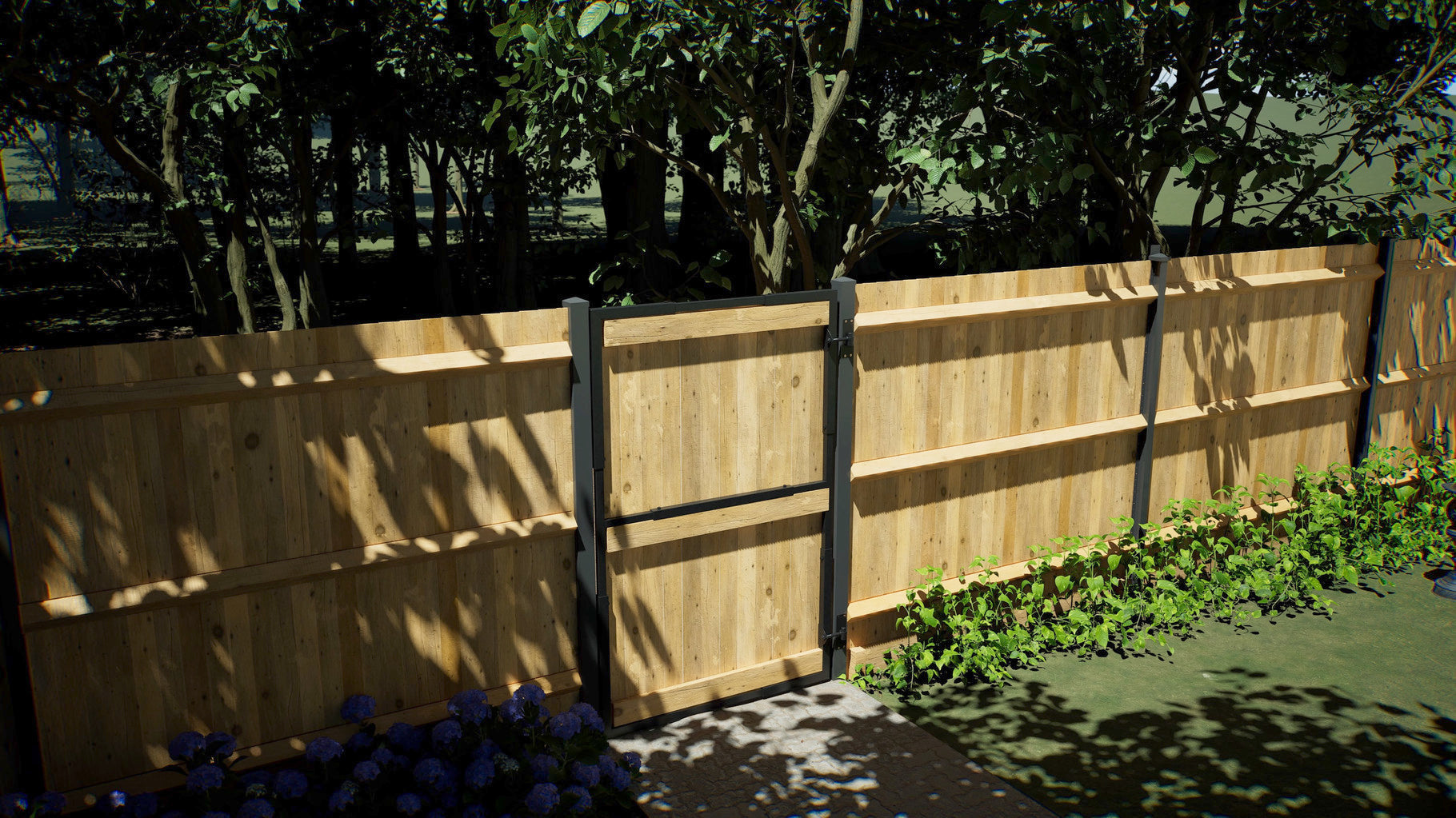 GateMate adjustable steel frame installed with timber gate