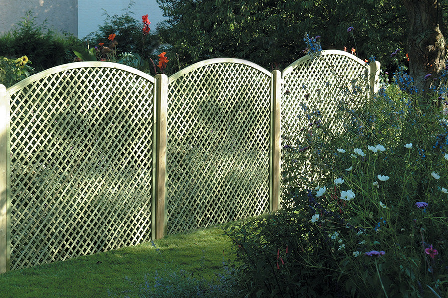 Pressure treated convex diamond lattice trellis, DT14, 1600mm shoulder height x 1830mm wide