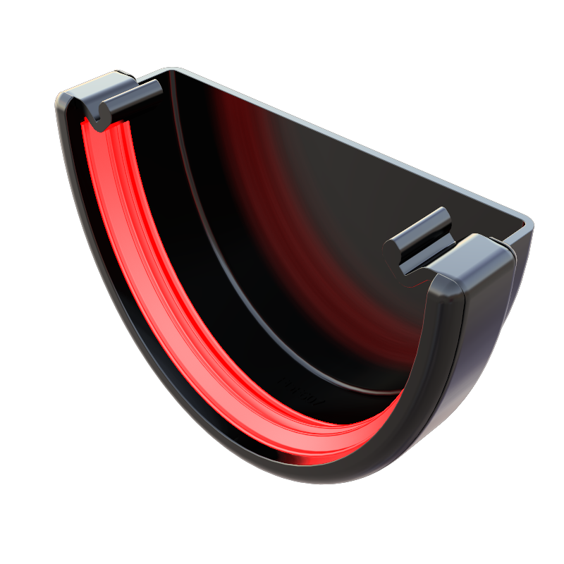 Black Deepflow Gutter External Stopend uPVC – FDF607