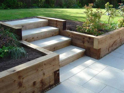 Treated Softwood Garden Sleepers – 195 × 95mm (8" × 4") Multiple Lengths - Wern-wood