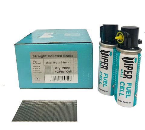 32MM VIPER STAINLESS STEEL STRAIGHT 16 GAUGE BRAD NAILS (2000) - Davies Timber Ltd