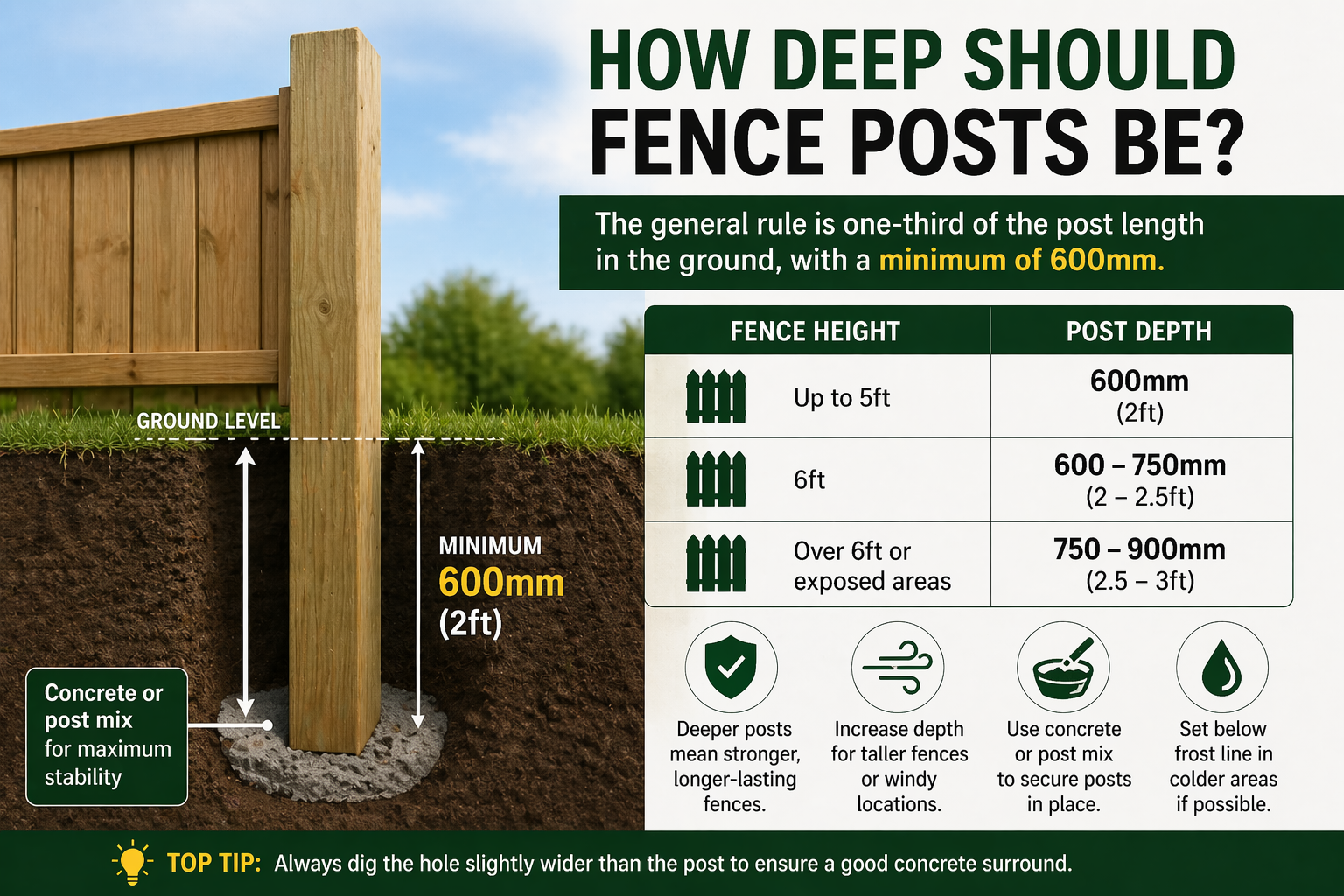 How Deep Should Fence Posts Be?