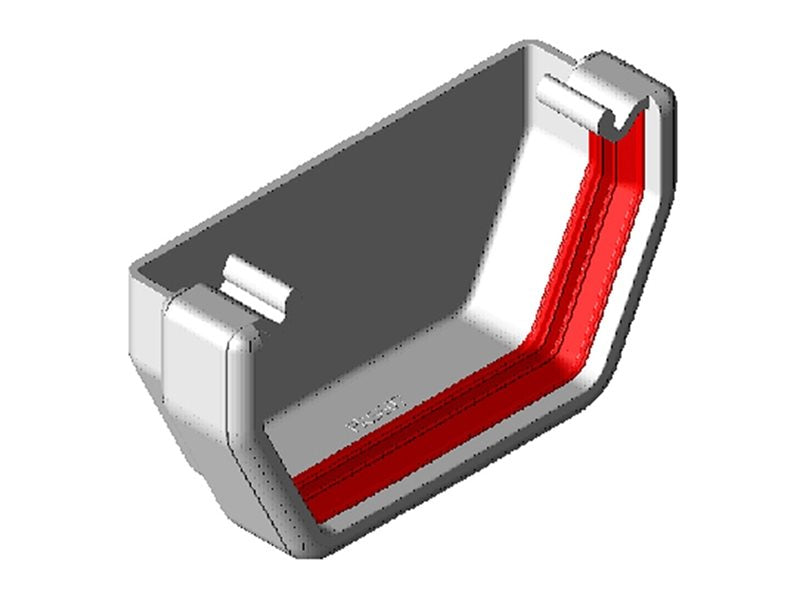 White Square Gutter External Stopend uPVC – FRS607
