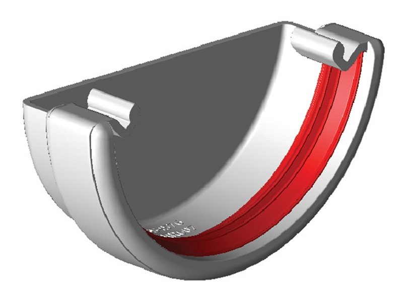 White Round Gutter External Stopend uPVC – FRR607