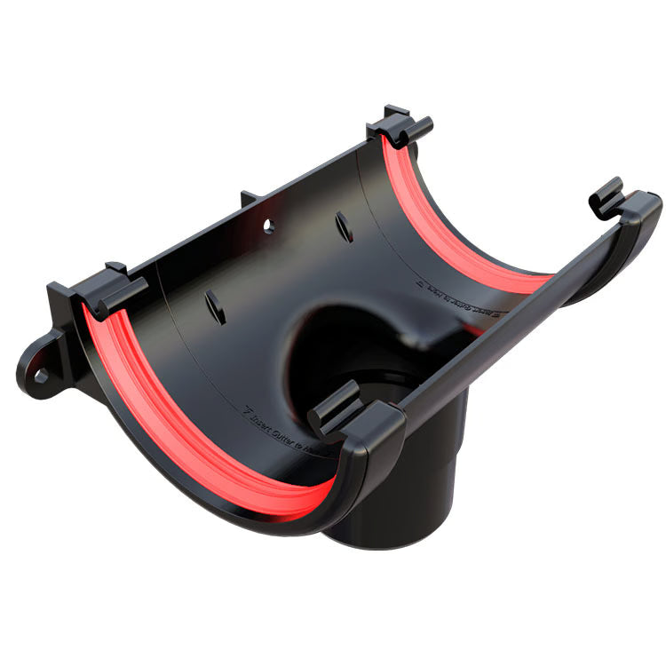 Black Round Gutter Running Outlet uPVC – FRR605BL