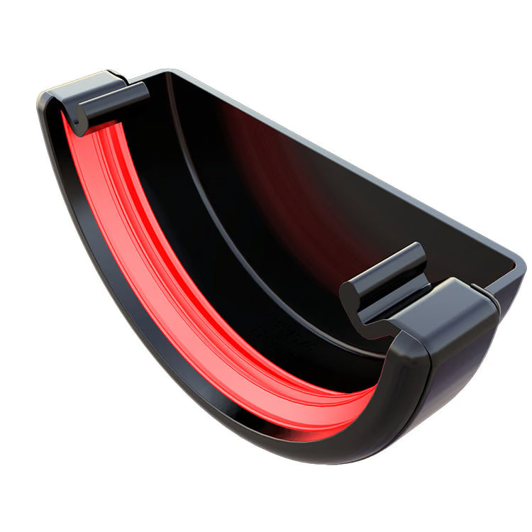 Black Round Gutter External Stopend uPVC – FRR607BL