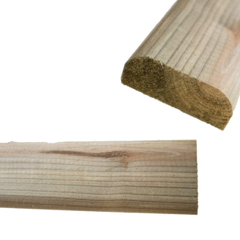 Smooth D-profile capping and decorative handrail timber with rounded top and flat underside