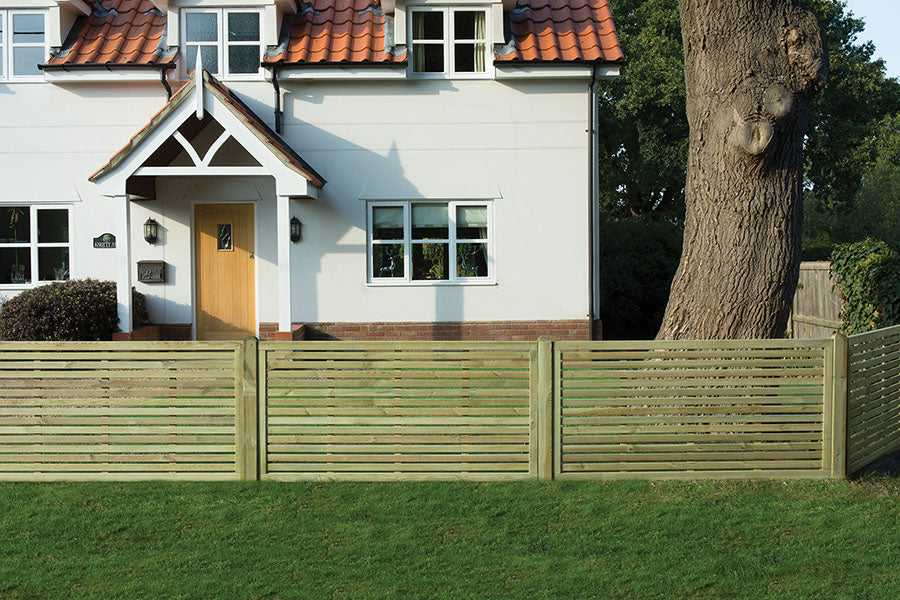 Pressure treated slatted decking balustrade panel, 900mm high x 1800mm wide